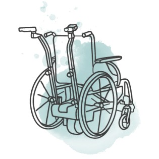 Manueller Rollstuhl mit Schiebehilfe