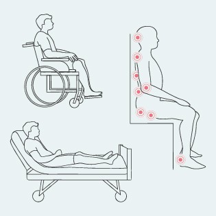 Prädilektionsstellen für Dekubitus im Sitzen