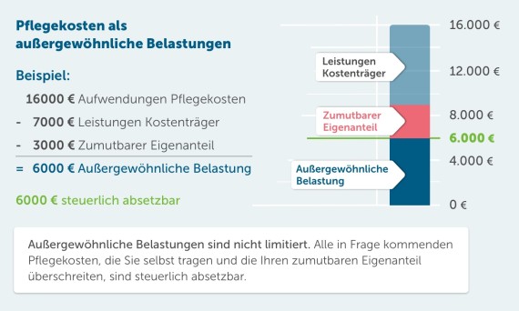 Schematische Darstellung des Anteils der absetzbaren Kosten an den Pflegekosten insgesamt